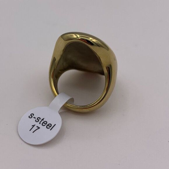 Ring, gold stainless steel, sz 7, new with tags, lge minimalist geometric - Picture 7 of 17